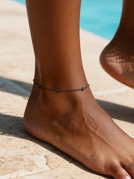 ChainsPro Anklets for Women Waterproof, Adjustable Stainless Steel/ Sterling Silver/14K Gold Plated Ankle Bracelets for Women, Non Tarnish Layered Anklets Beach Jewelry Gifts for Swimming & Daily Wear (Send Gift Box)