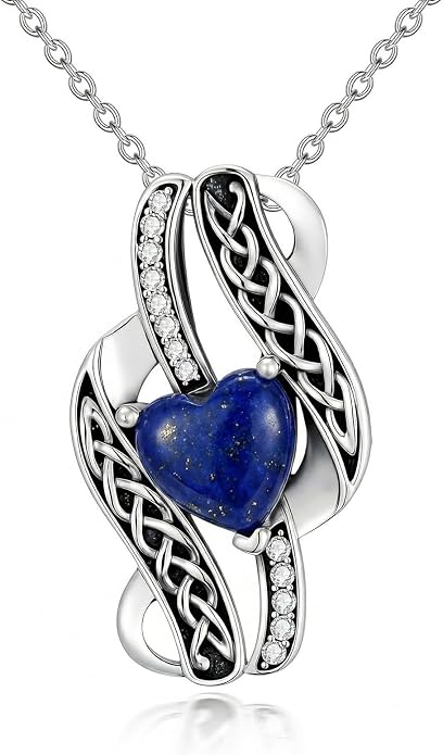 PELOVNY Celtic Knot Necklaces for Women 925 Sterling Silver Gemstone/Birthstone Teardrop Infinity Necklace Irish Celtic Pendant Jewelry Gifts for Mom Daughter Wife