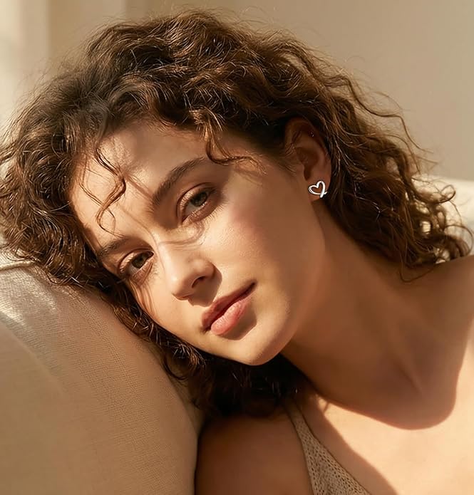 Reffeer Solid 925 Sterling Silver Love Heart Clip On Earrings Ear Cuffs for Women Teens Heart Wrap Earrings No Piercing