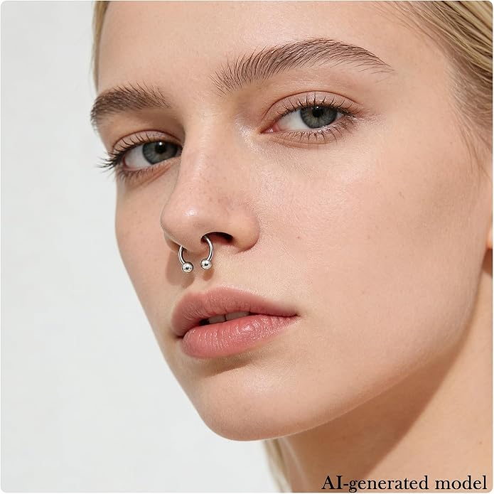 20G-00G Septum Rings Ear Gauges Earrings Stretching Kit 316L Surgical Steel Horseshoe Septum Pa Piercing Jewelry for Women 10mm 12mm 14mm 16mm