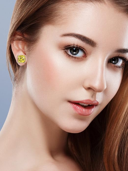 20 Pairs Druzy Stud Earrings for Women Glitter Stud Earring Princess Cut Cubic Zirconia Birthday Gifts for Women Mom Girlfriend(0.4 x 0.4 Inch,Square Style)