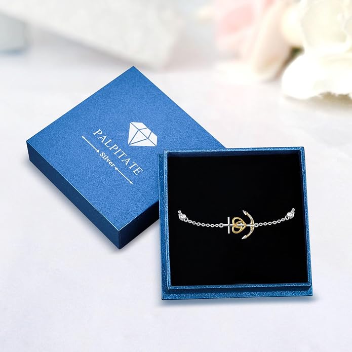 Palpitate Anchor Anklet Bracelets for Women Anklet Nautical 925 Sterling Silver Anchor Jewelry Gifts for Women Sailor Adjustable Chain