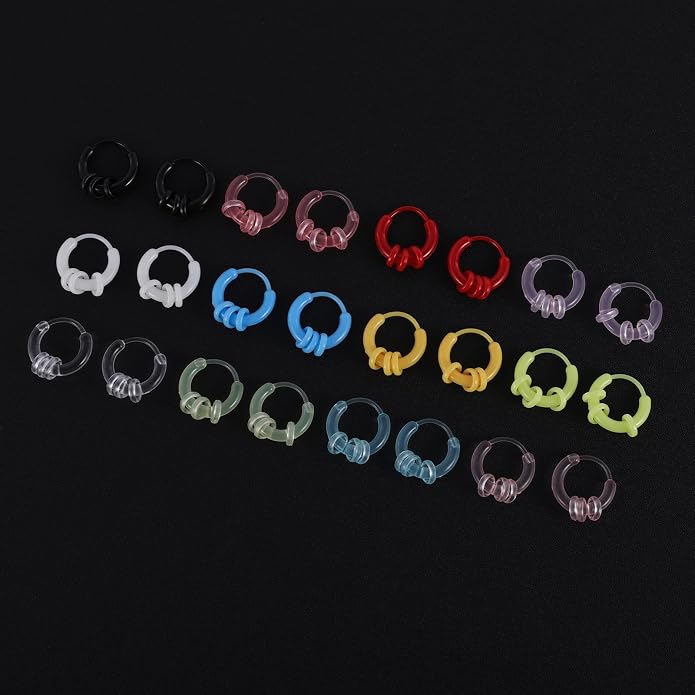 Plastic Post Stud Hoop Earrings for Sensitive Ears Multicolor Butterfly Flower Stud Earrings Set for Women