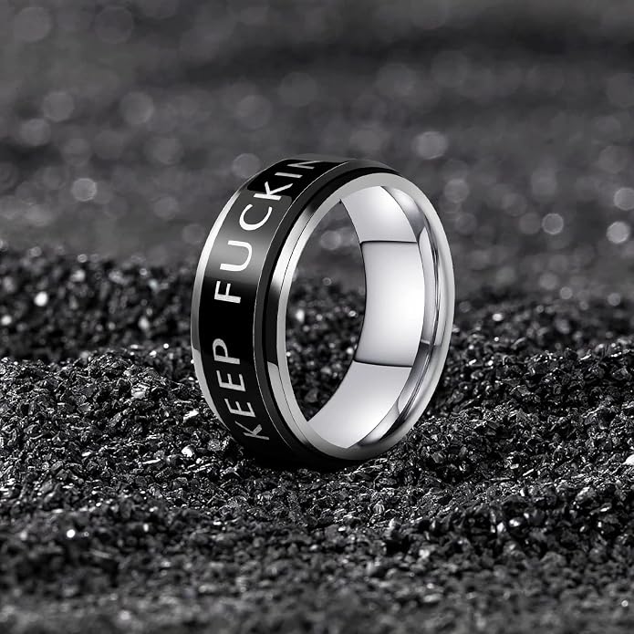 LAOYOU Fidget Anxiety Ring for Men | 8mm Spinner Band for Calming, Worry, Stress Relief & Mindfulness | Hypoallergenic Stainless Steel Comfort Fit Non Tarnish