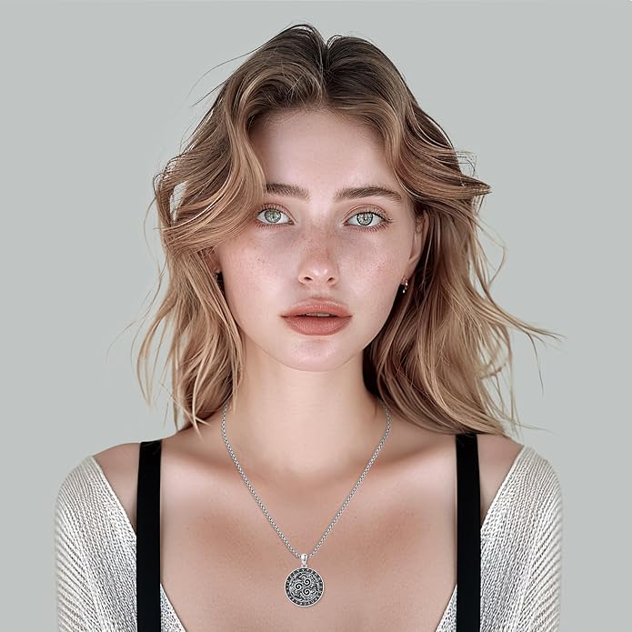 Thors Hammer Necklace/Viking Tree of Life/Valknut/Vegvisir/Triskelion/Sword/Spear Point Arrowhead/Urn Necklace for Ashes/Compass Necklace 925 Sterling Silver Amulet Jewelry for Men Women
