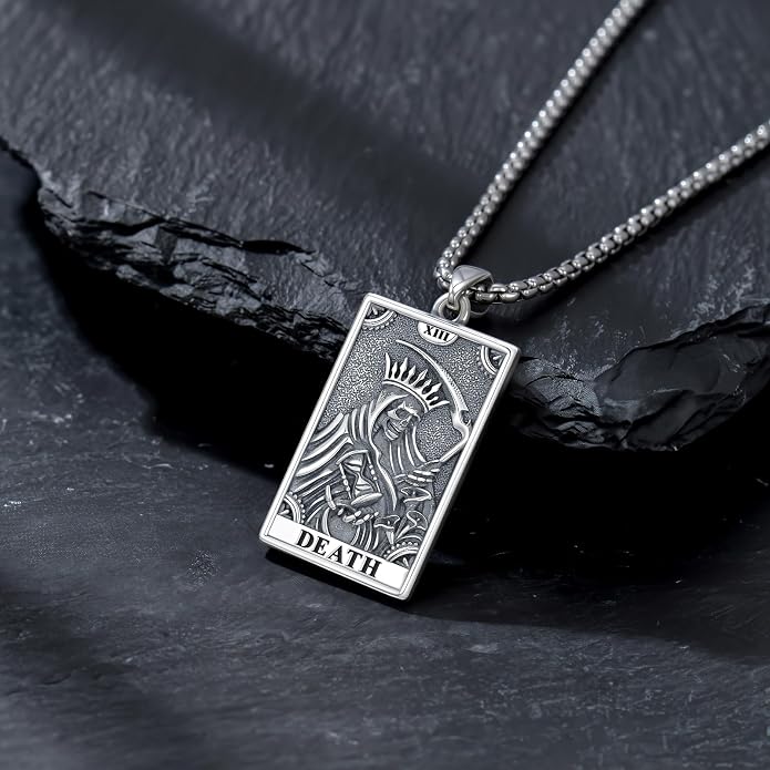 Skull/Skeleton Memento Mori Necklace 925 Sterling Silver Skull/Skeleton Pendant Hourglass Necklace Skull/Skeleton Jewelry for Men Women