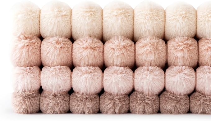 MIULEE Faux Fur Plush Decorative Throw Pillow Covers 24x24 Set of 4, Valentine's Day Cute Modern Soft Romantic Fuzzy Striped Cushion Covers Girl for Sofa Couch Bed Living Room Cozy Home Decor,Pink