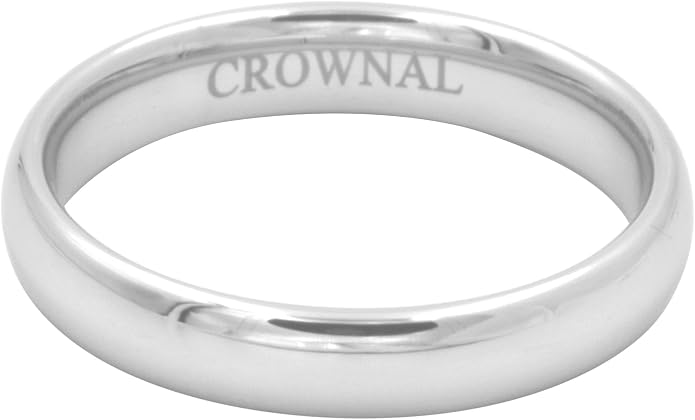 CROWNAL 1mm 2mm 3mm 4mm 5mm 6mm 7mm 8mm Tungsten White/Yellow Gold/Rose Gold Plated Wedding Band Ring Men Women Plain Dome Polished Comfort Fit