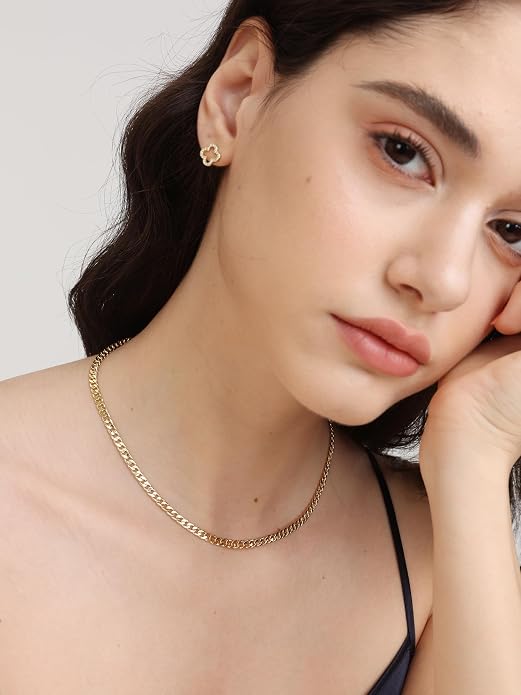 FRUMOS Gold Plated Necklace for Women, Dainty Layered Chain Necklace, Fashion Jewelry for Daily Wear