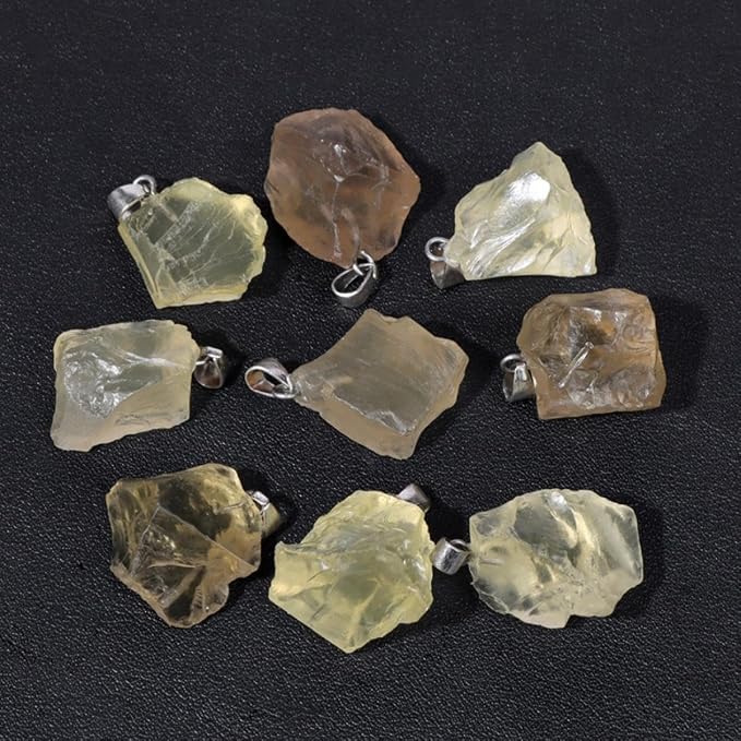 10pcs Irregular Raw Natural Yellow Crystal Rock Stone Pendant Healing Crystal Chakra Gemstone Charm for Jewelry Making DIY Necklace Earrings Accessories Reiki
