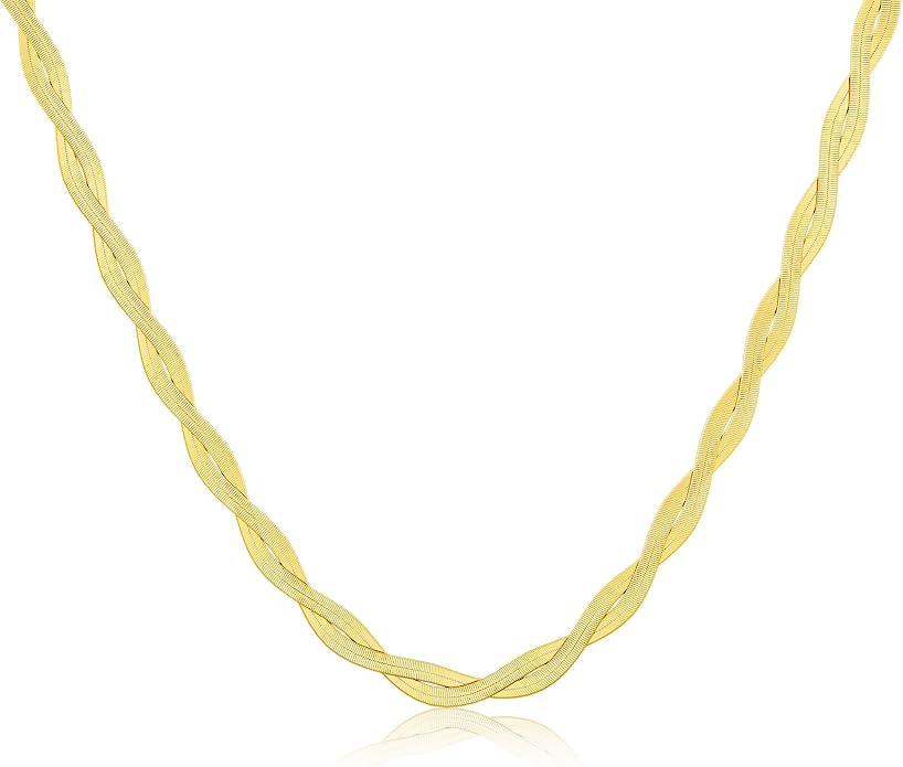 Tewiky Layered Necklaces for Women Non Tarnish- Chunky 14k Gold Plated Herringbone/Snake/Rope/Box/Cuban Link Chain for Women Waterproof Layering Stack Choker Necklace Trendy Dainty Tarnish Free Jewelry Set