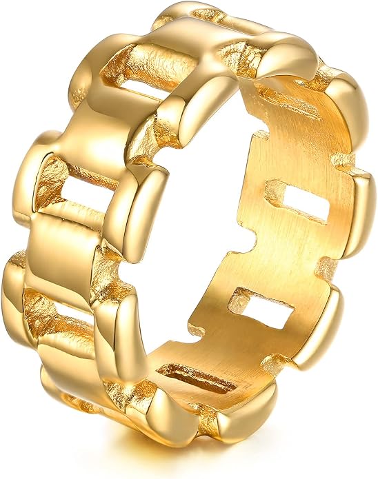 VNOX Gold Thumb Rings for Women 丨 14k Gold Plated Stainless Steel Chunky Statement Rings Link Band Ring Stackable Rings Chunky Signet Ring for Womens Jewelry Trendy