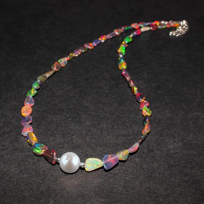 Natural Gemstone Pendant Necklace for Women Handmade Birthstone Healing Crystal Jewelry Chain 20" Stone Birthday Christmas Wedding Gifts for Her