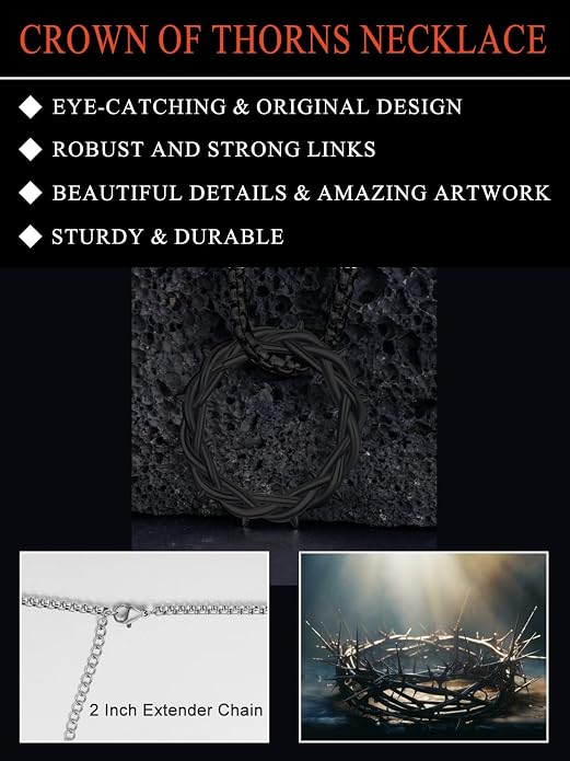 Seiyang Crown of Thorns Necklace 925 Sterling Silver Crown Pendant Amulet Jewelry Gifts (with Gift Box)
