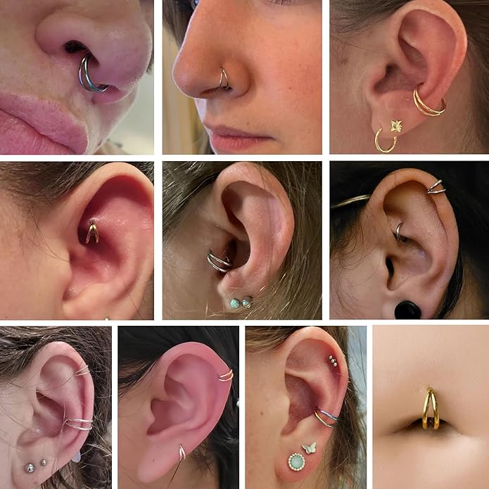 316L Surgical Steel Septum Clicker Ring Nose Ring Hoop Sleeper Hoop Earring Helix Rook Conch Cartilage Daith Tragus Earrings Lobe Nose Piercing Jewelry for Women