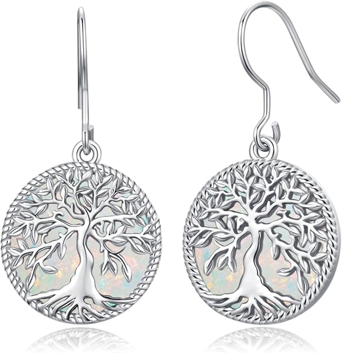 Aniu Tree of Life Earrings for Women Turquoise Malachite Teardrop Dangle Earrings for Women Sterling Silver Anniversary Birthday Drop Dangle Earrings Jewelry Gifts