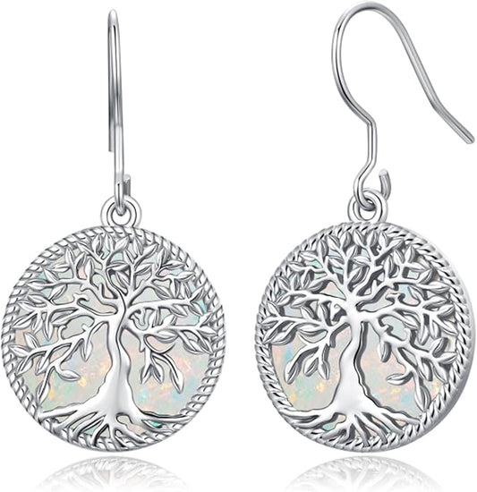 Aniu Tree of Life Earrings for Women Turquoise Malachite Teardrop Dangle Earrings for Women Sterling Silver Anniversary Birthday Drop Dangle Earrings Jewelry Gifts