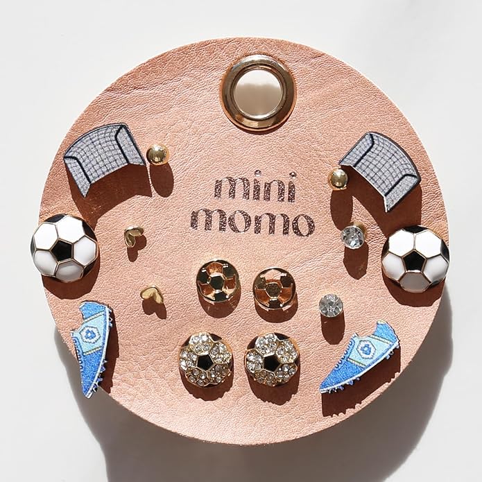 Sports Earring Set for Women Multi Pairs Assorted Multipack - Stud Earrings Jewelry Gift for Sports Mom Football, Baseball, Basketball, Soccer Team