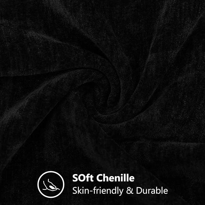 decorUhome Soft Chenille Black Throw Pillow Covers 18X18 Set of 2 | Decorative Fall Couch Pillow Covers Solid Dyed Accent Modern Farmhouse Neutral Square Pillow Cases for Sofa