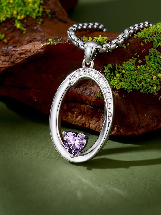 Birthday Gifts for Women Alphabet A to Z Initial Birthstone Pendant Necklaces for Women - 18k White Gold Plated Personalized Name Jewelry Anniversary Graduation Gifts for Wife Her Daughter Girlfriend(with Gift Box)