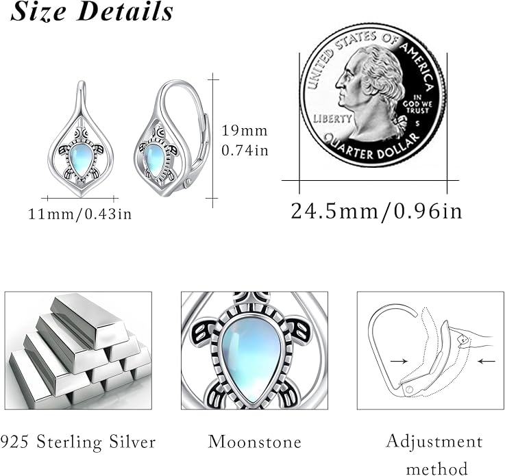 Cute Animal Leverback Earring 925 Sterling Silver Summer Bohemia Beach Theme Earrings for Women