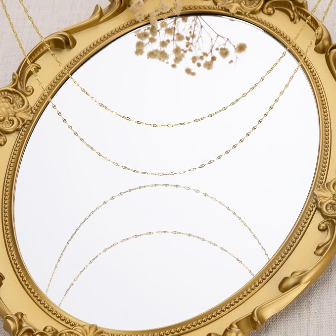 GTVOODX 33 Feet 18K Gold PVD Plated Stainless Steel Lip Chains for Jewelry Making 2mm Dapped Sequin Chain Spool Bulk for DIY Necklace and Bracelet Accessories