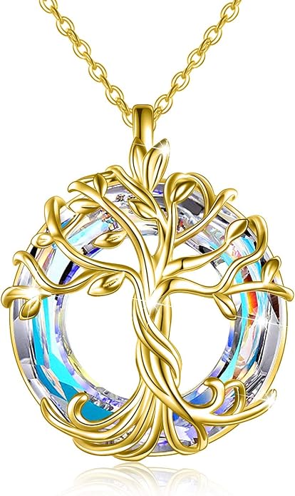 TOUPOP Tree of Life Necklace Gifts for Women 925 Sterling Silver Family Tree Pendant with Crystal Birthday Irish Jewelry Gifts for Women Her Wife Mom