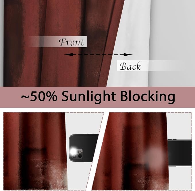 Asuexpect Red Curtains 2 Panels Abstract Rust Curtain Room Darkening Grommet Window Treatments Modern Decorative for Bedroom Living Room, 52x63 Inches