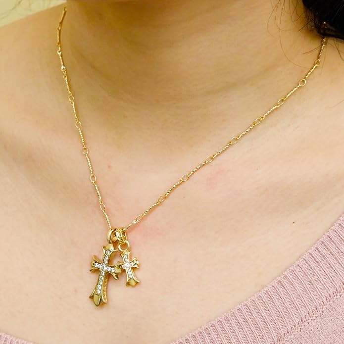 14K Gold Plated Paper Clip Chain Link Necklace Satellite Cross Key Starfish Turquoise Heart Necklace for Women