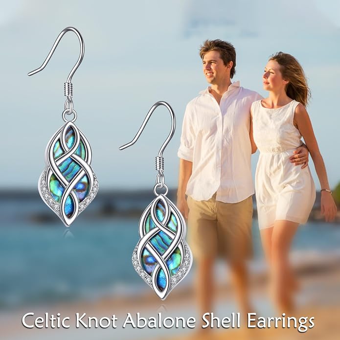 Abalone Shell Dangle Drop Earrings for Women 925 Sterling Silver Filigree Bohemian Earrings Jewelry Gift