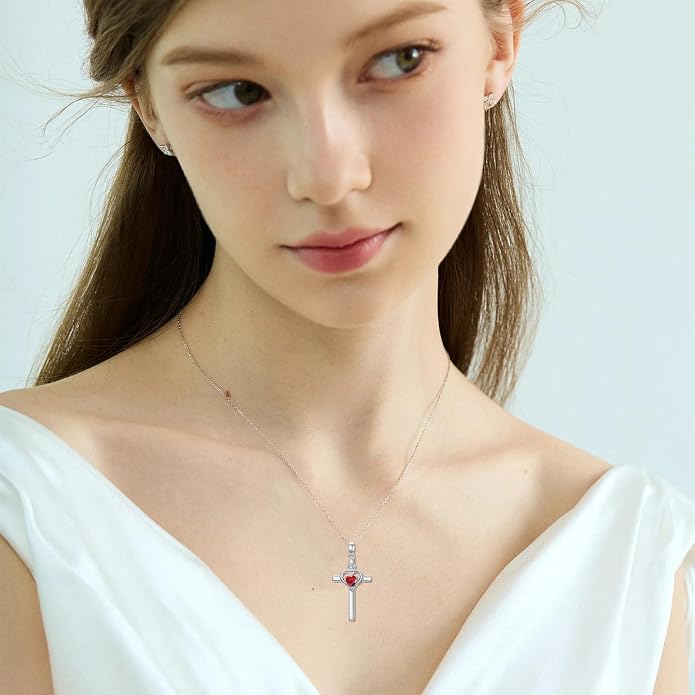 Cross Necklace for Women 925 Sterling Silver Crucifix Pendant Christian Cross Jewelry for Women Men