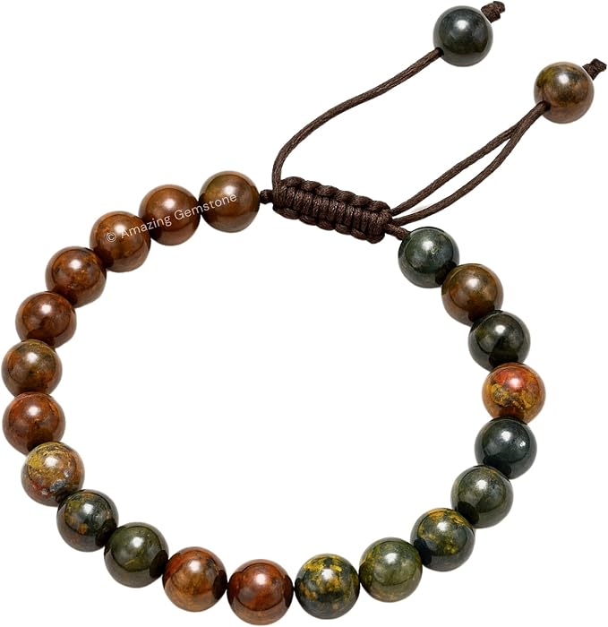 Amazing Gemstone Pietersite Bracelet, Gifts for Men & Women - Protection Healing Crystal Bracelet - 8mm Gemstone Beaded Adjustable Bracelet, Pulseras para Hombres Mujer Stocking Stuffers