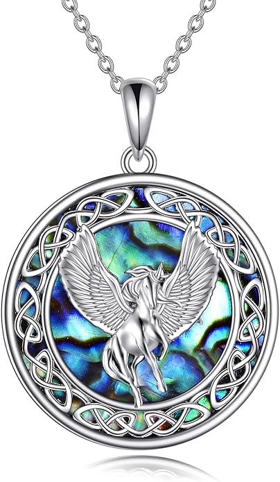 LUHE Sterling Silver Dragon/Wolf/Phoenix/Hummingbird/Horse/Unicorn Religious Pendant Necklace for Women Oxidized vintage Celtics Necklace Jewelry Christmas Gifts