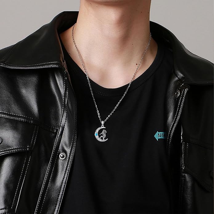 Turquoise Western Necklace Sterling Silver Moon Kokopelli/Cow Skull/Zia Sun/Mountains Pendant Necklace Turquoise Jewelry for Women Hikers Campers