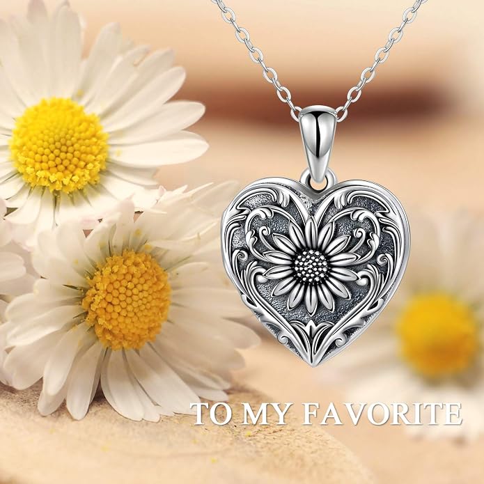 SOULMEET Personalized Silver Locket Necklace That Holds Pictures Photo Keep Someone Near to You, Memorial Custom Lockets Necklaces Letters Engraving for His Her