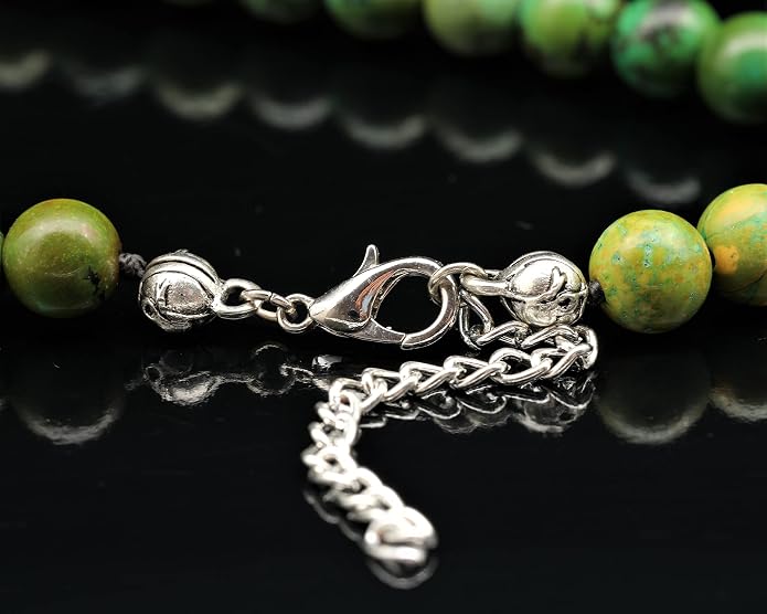 Natural Gemstone Beaded Choker Necklace | 8mm Handmade Adjustable Jewelry for Men & Women | Chakra Balancing Crystal Necklace | Spiritual Gift | Macrame Cord with Extender