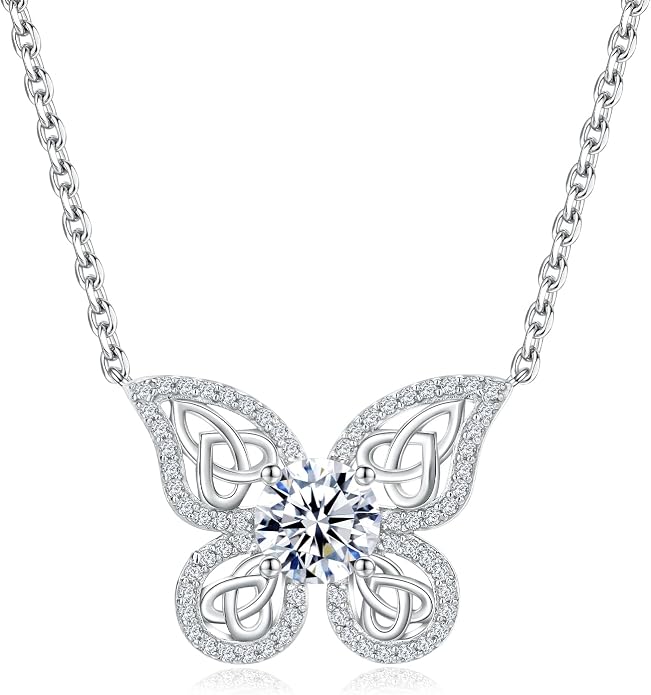 925 Sterling Silver Birthstone Necklaces for Women, Dainty Cute Dragonfly/Butterfly Pendant Necklace, Great Christmas/Anniversary Jewelry for Mother