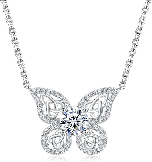 925 Sterling Silver Birthstone Necklaces for Women, Dainty Cute Dragonfly/Butterfly Pendant Necklace, Great Christmas/Anniversary Jewelry for Mother