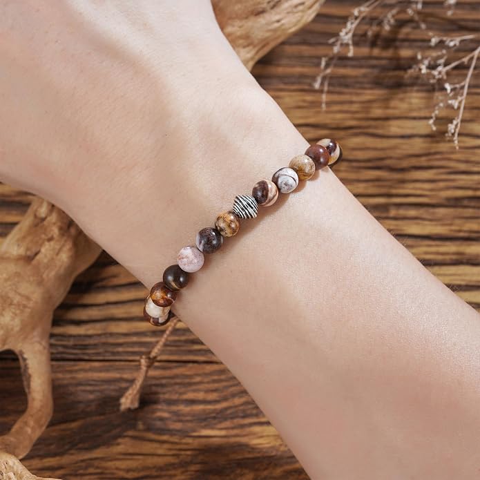 Plumiss Women Boho Handmade Natural Stone Crystal Leather Bead Wrap Bracelets Collection