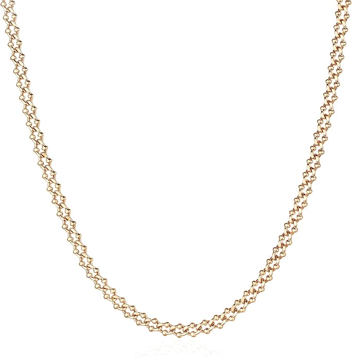 Dremmy Studios Dainty Gold Choker Necklace for Women 14K Gold Plated Coin Disc Figaro Layered Beaded Flat Mariner Sideways Cross Wishbone Link Clavicle Necklaces