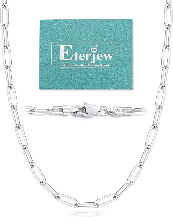 18K Gold Plated and 925 Sterling Silver Paperclip Chain Necklace for Women, 5mm Women's Chain Necklace, World's Top Craftsmanship Necklace for Women 16 18 20 22 24 26 Inch