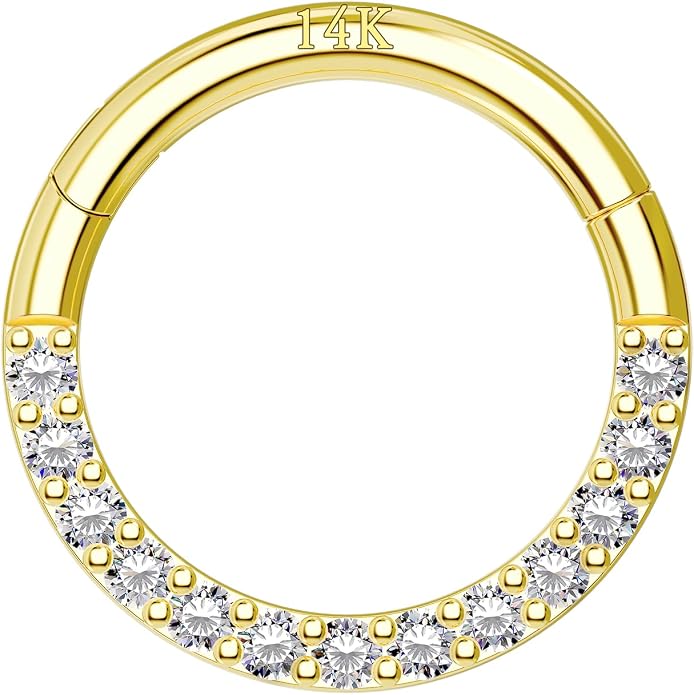 COCHARM 14K Solid Gold 18g/16g Nose Rings 16G Septum Rings Yellow Gold Tragus Helix Cartilage Conch Earring Hoops 18 Gauge Piercing Hoop