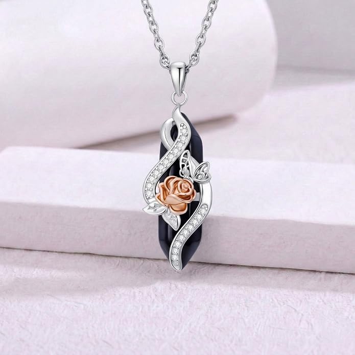 Crystal Necklace 925 Sterling Silver Rose/Sunflower Necklace for Women Jewelry Gifts for Women