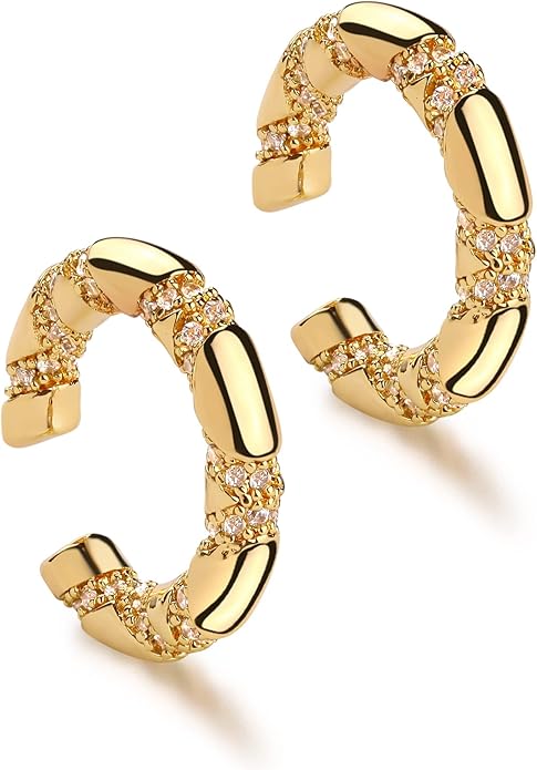 MYEARS Women Ear Cuff Earring Gold Non Pierced Ear Cartilage Clip on Wrap Hoop 14K Gold Filled Tiny Boho Beach Simple Minimalist Delicate Handmade Hypoallergenic Jewelry Gift-Sold as Single/Pair