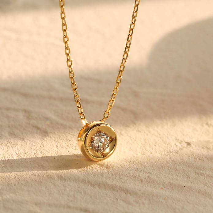 S.Leaf 18K Gold Plated Cubic Zirconia Choker Necklace for Women 925 Sterling Silver Layered Coin Moon Star Heart Circle Crystal Lariat Pendant Necklaces Gifts for Women Trendy