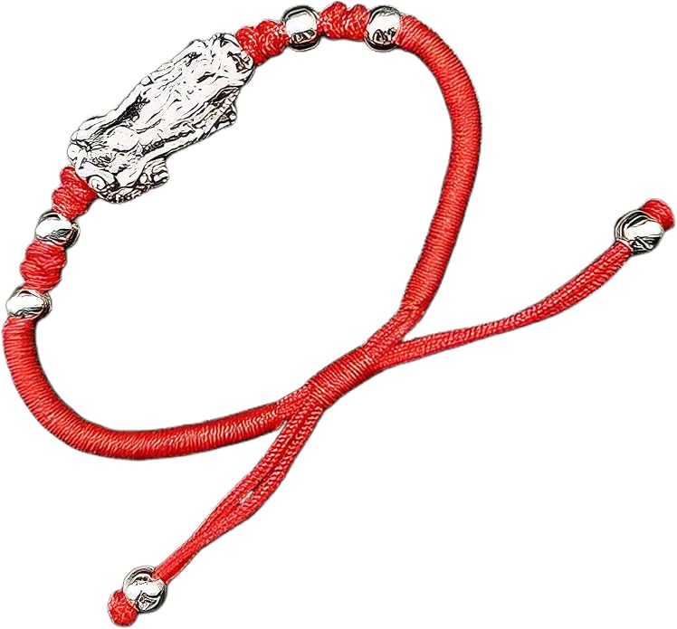 Buddha & Karma Red String Silver Pi Xiu Bracelet - Protection Bracelets for Wealth, Luck & Balance - Adjustable Bracelet That Offers a Meaningful Fit for Anyone Seeking Comfort, Blessings & Harmony