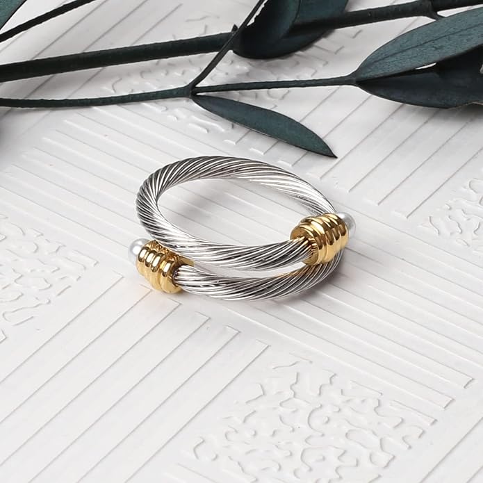 Dorriss Cable Rings Vintage Twisted Open Ring for Women Adjustable Designer Fashion Brand Stainless Steel Jewelry with Gift Box