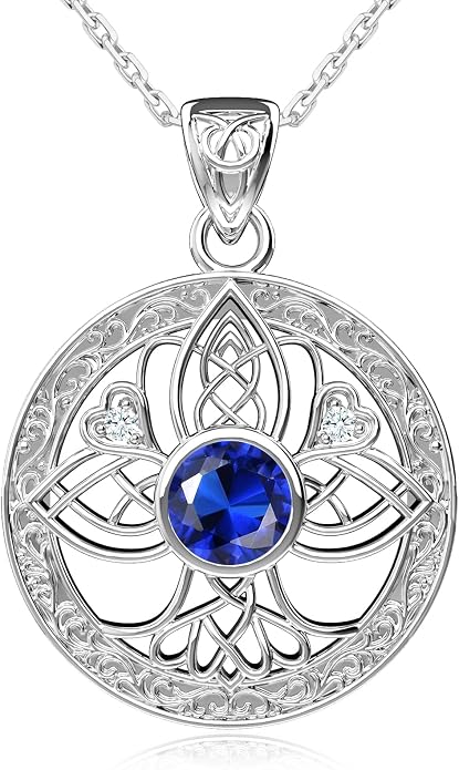 Birthstone Tree of Life Necklace for Women: 925 Sterling Silver Celtic Knot Pendant, Family Jewelry Gift for Mom Daughter Birthday Mother’s Day