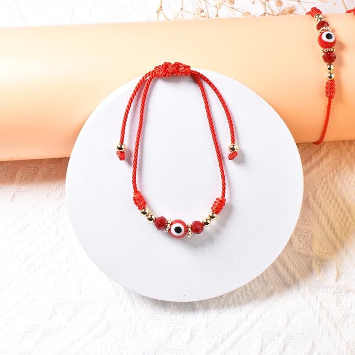 Evil Eye Bracelet For Women Teen Girls Amulet Pink Protection Bracelet Good Luck Adjustable String Bracelet Anklet
