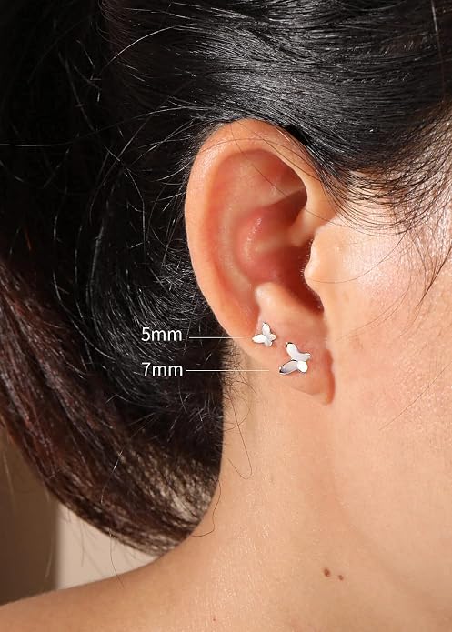 Butterfly Earrings Sterling Silver Tiny Butterfly Stud Earrings for Women Gold Minimalist Earrings Dainty Hypoallergenic Earrings for Sensitive Ears Mothers Day Gifts for Wife